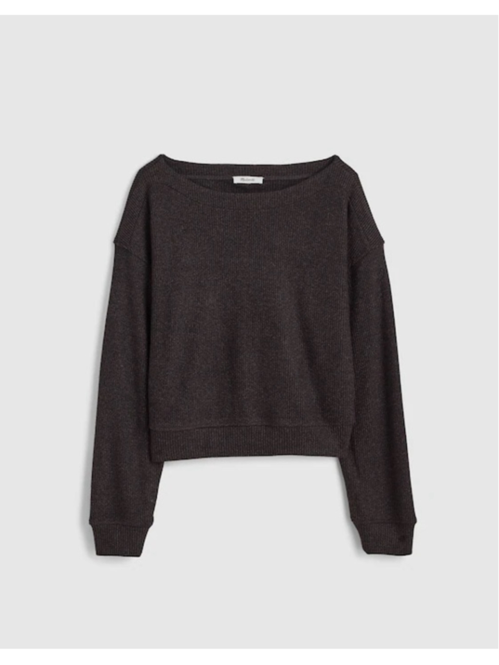 NWT Madewell Boatneck Drop-Shoulder Top size large in charcoal